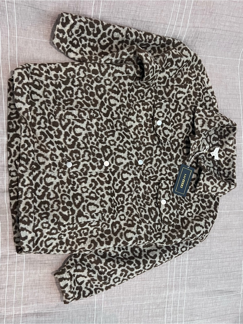 1.4.3. Story by Line Up Brown and Cream Leopard Print Button-Down Shirt